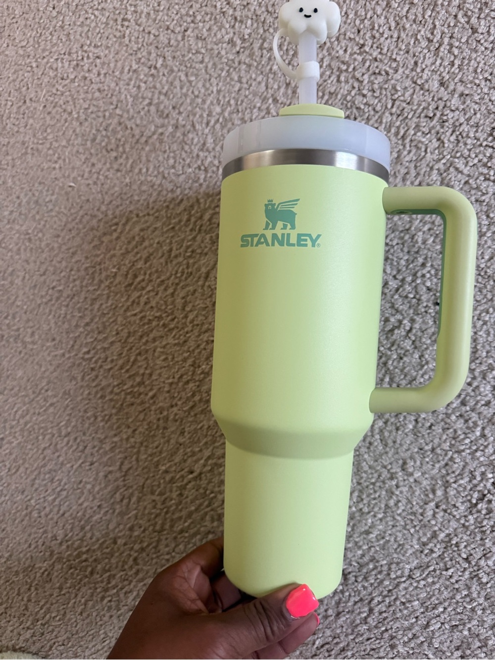 Stanley Lime Green Tumbler with Straw Cover Included